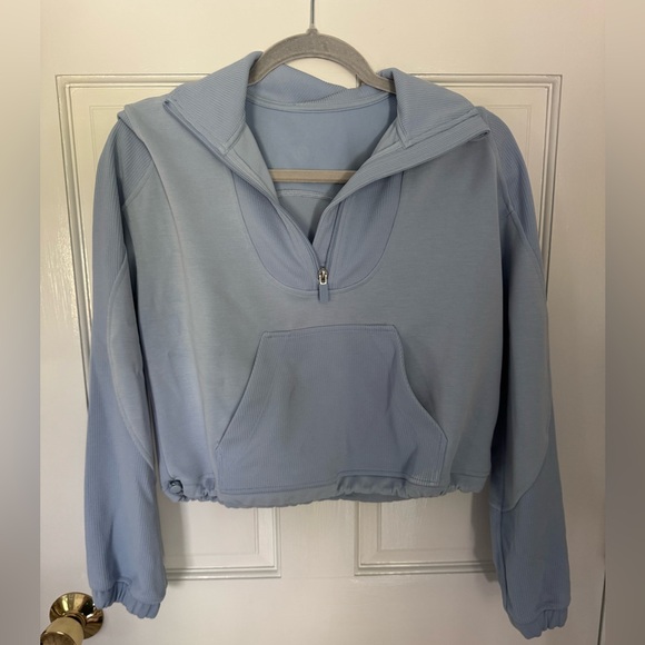 lululemon athletica Light Blue soft stream quarter-Zip Hoodie - Picture 1 of 4